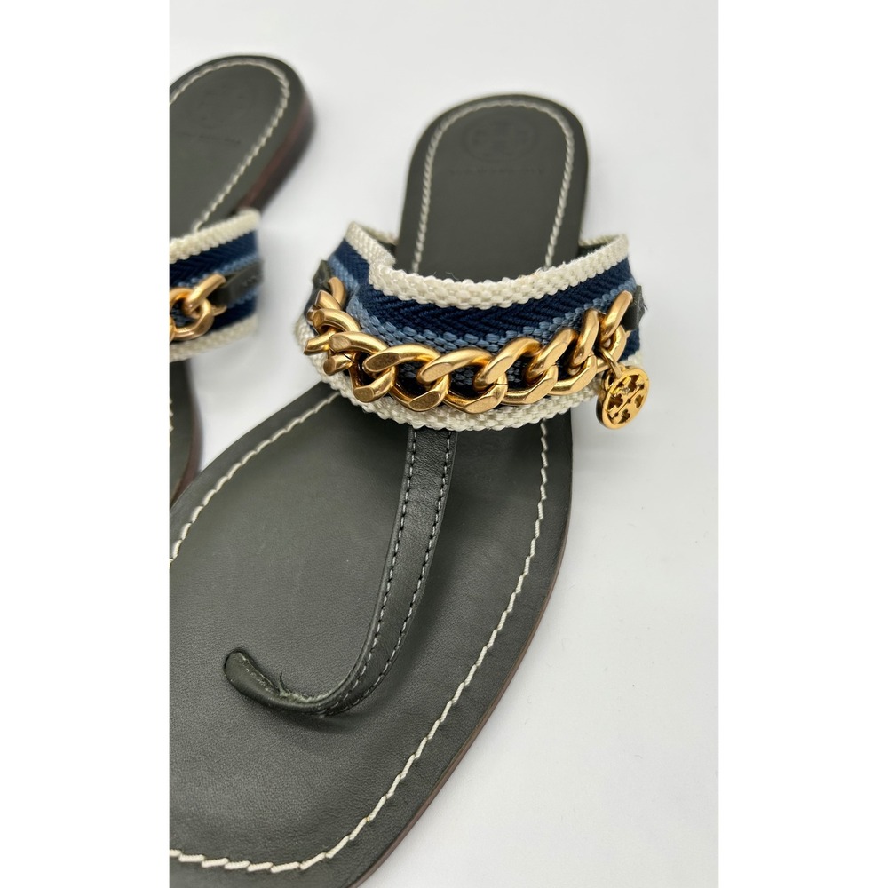 New! Tory Burch Mini Benton Chain Thong Sandals‎ in Poblano, Size 6 $278 - Picture 5 of 7